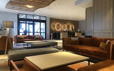 Comfortable lobby lounge perfect for co-working at Atlantica Hotel Halifax.