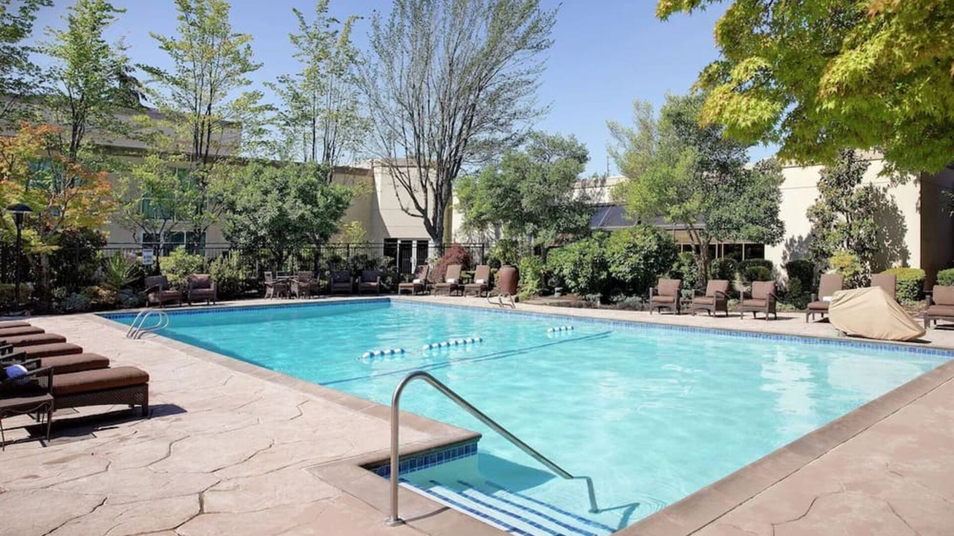 Refreshing outdoor pool at Hilton Seattle Airport & Conference Center.