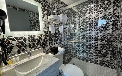 Guest bathroom at Days Inn Chinatown NYC.