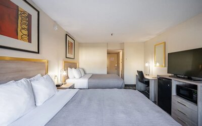 Day use twin room with work desk at Halifax Airport Hotel.