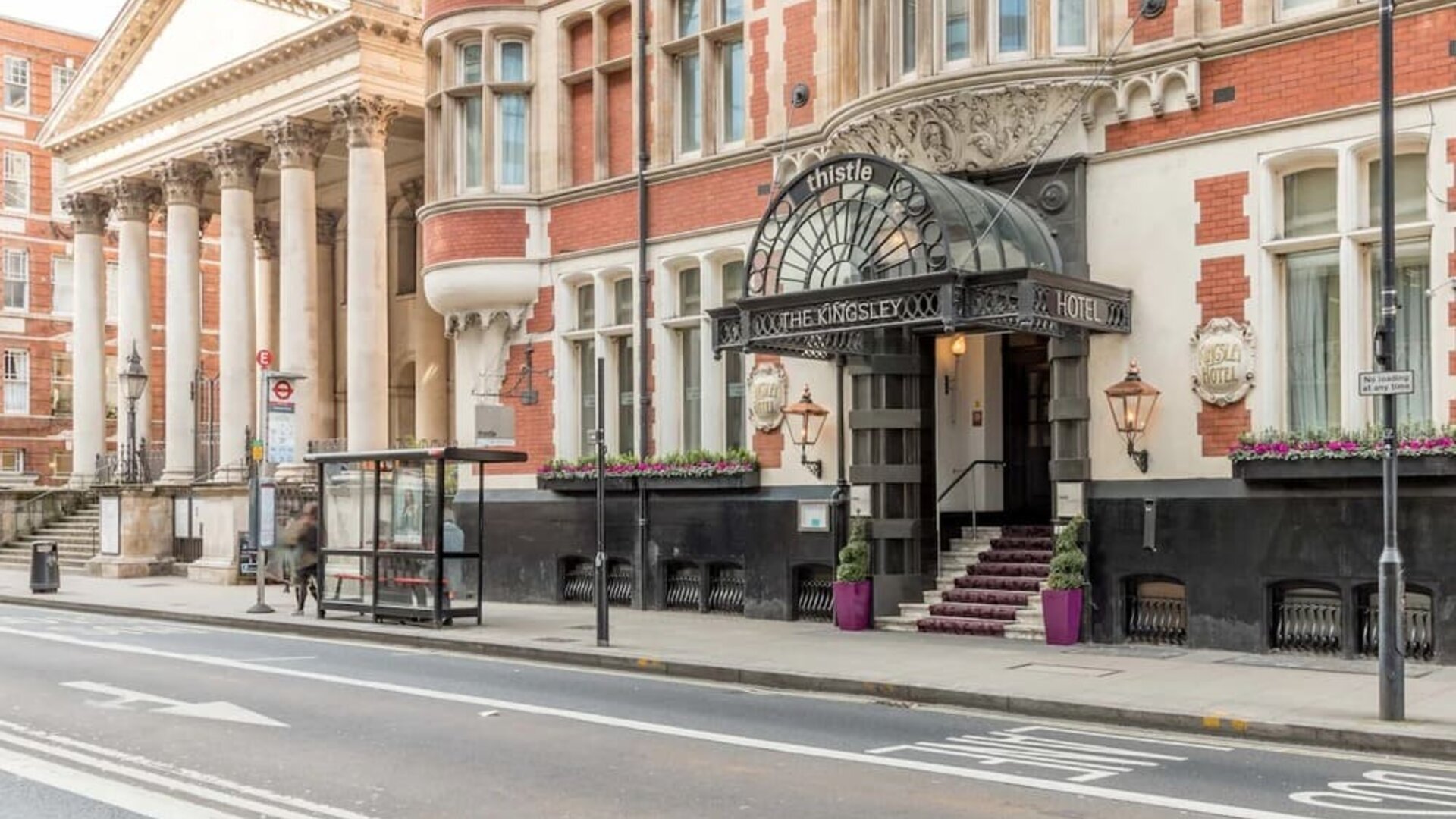 Hotel entrance at Thistle Holborn, The Kingsley Hotel.