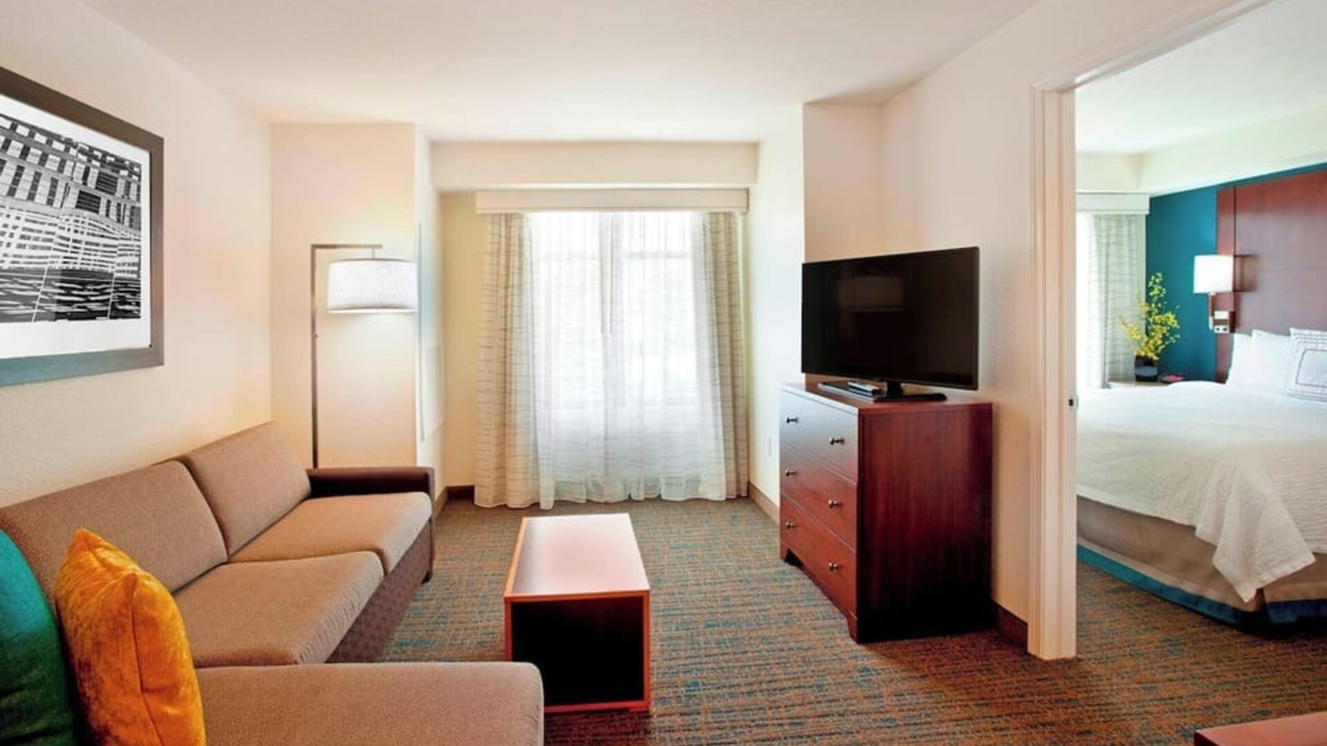 Day use room with living area at Residence Inn By Marriott Portland Airport At Cascade Station.