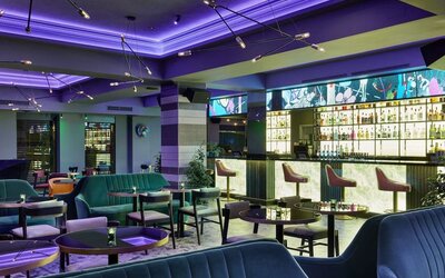 Hotel bar with lounge seating at NYX Hotel London Holborn By Leonardo.