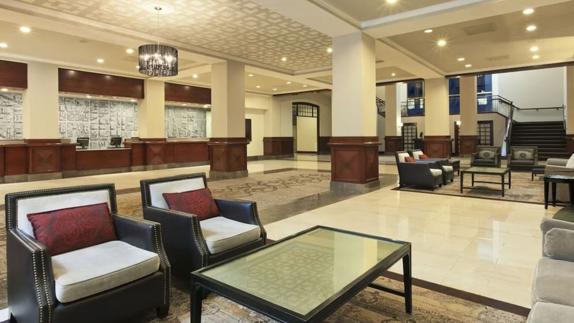 Lobby and coworking lounge at Capital Hilton.