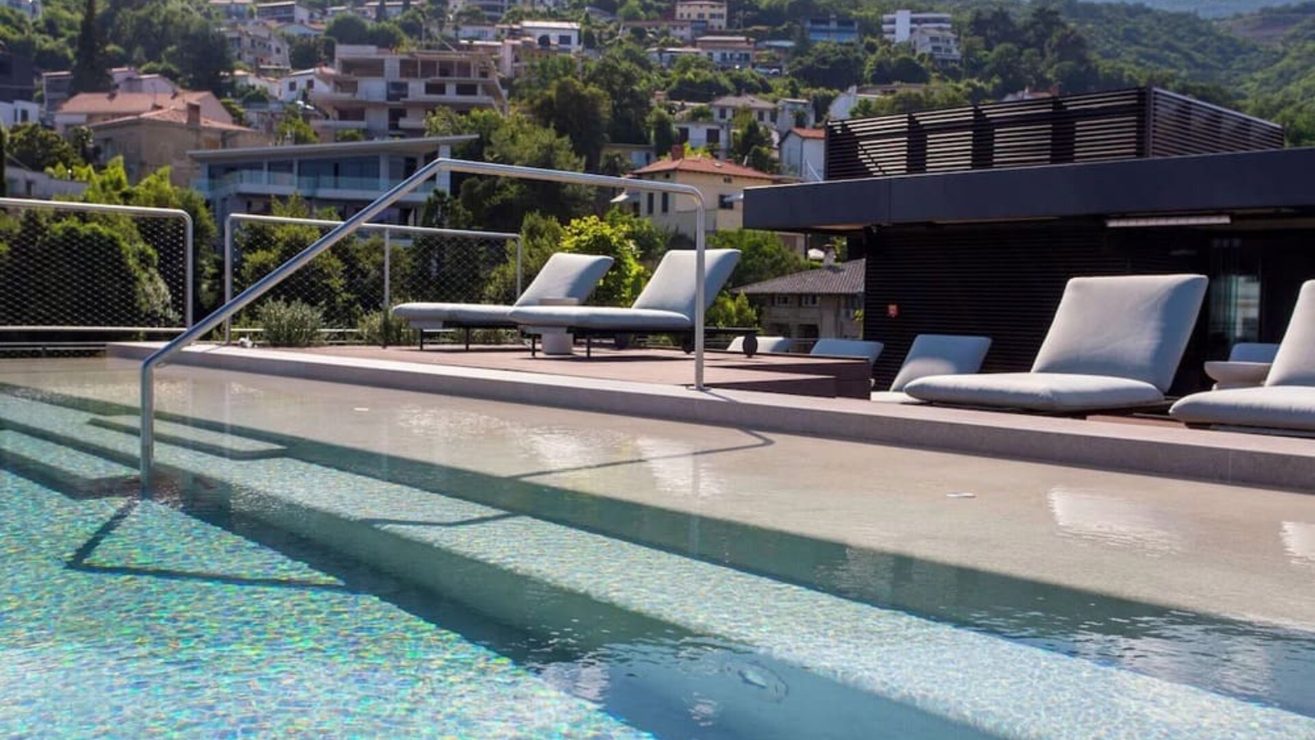 Outdoor seasonal pool at Keight Hotel Opatija.