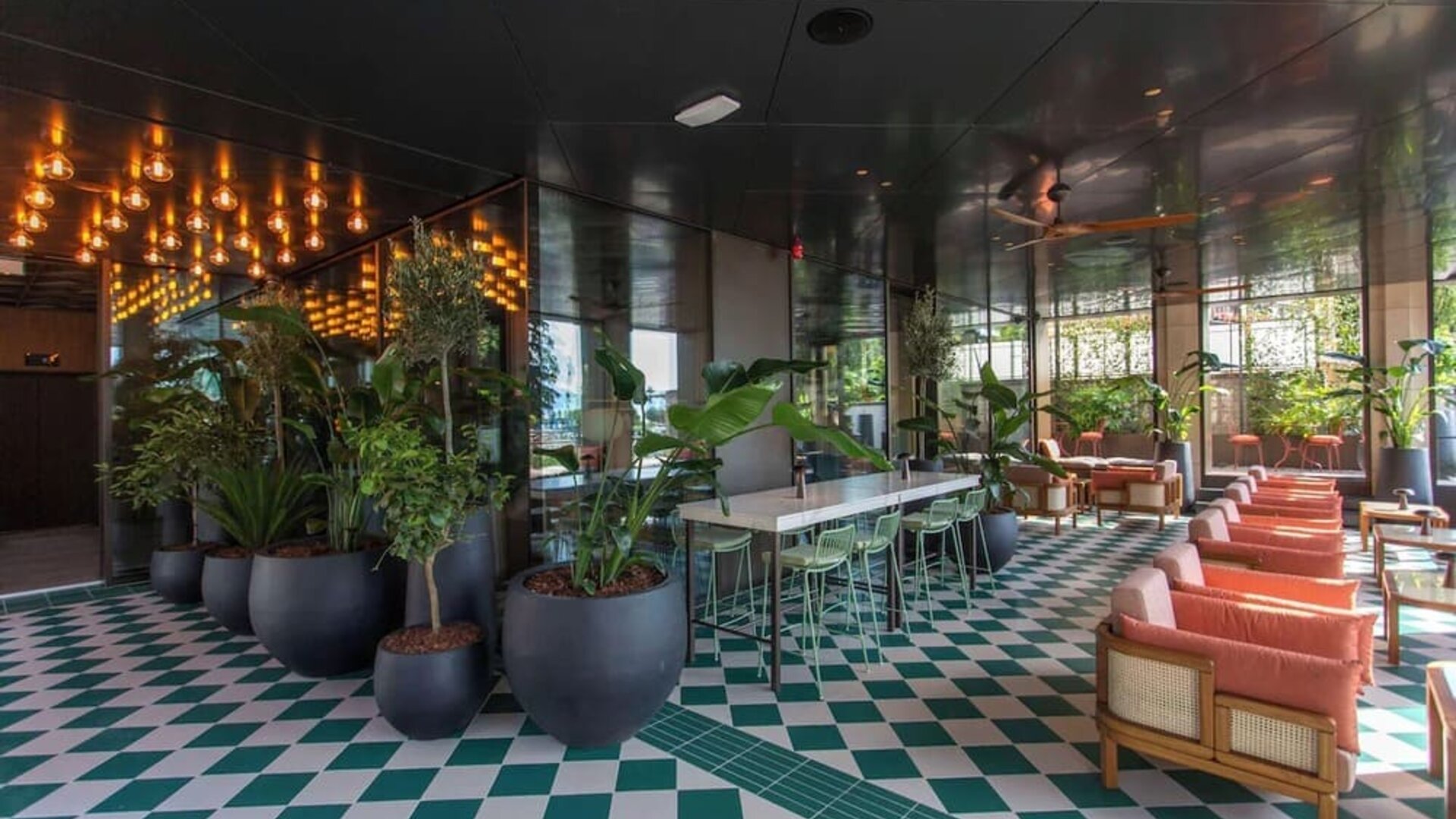 Hotel bar and dining area at Keight Hotel Opatija.