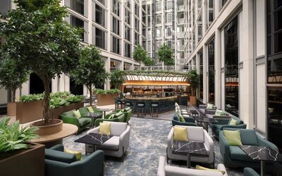 Lounge area at Leonardo Royal St Paul's Hotel.