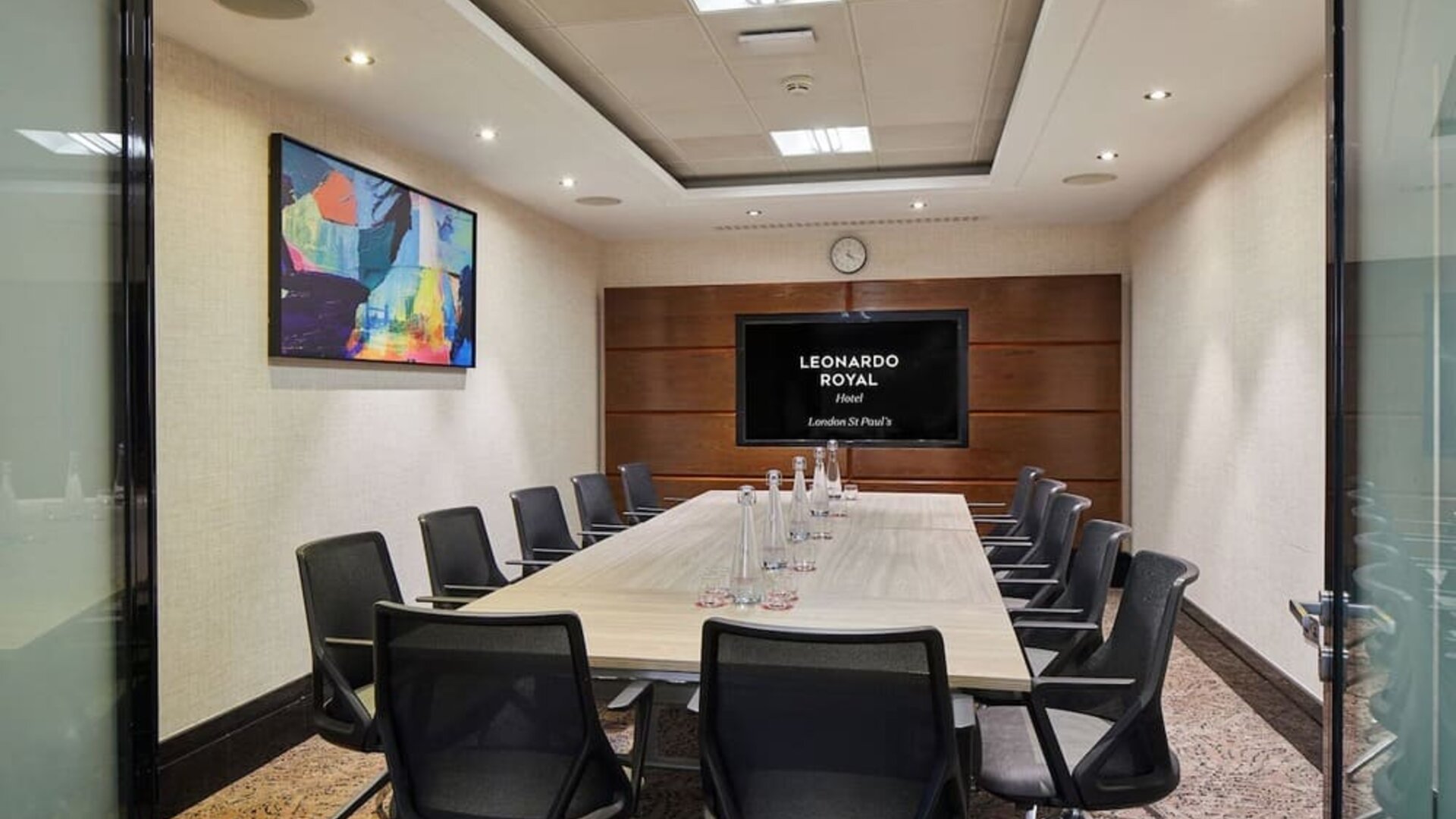 Professional meeting room with ergonomic chairs at Leonardo Royal St Paul's Hotel.