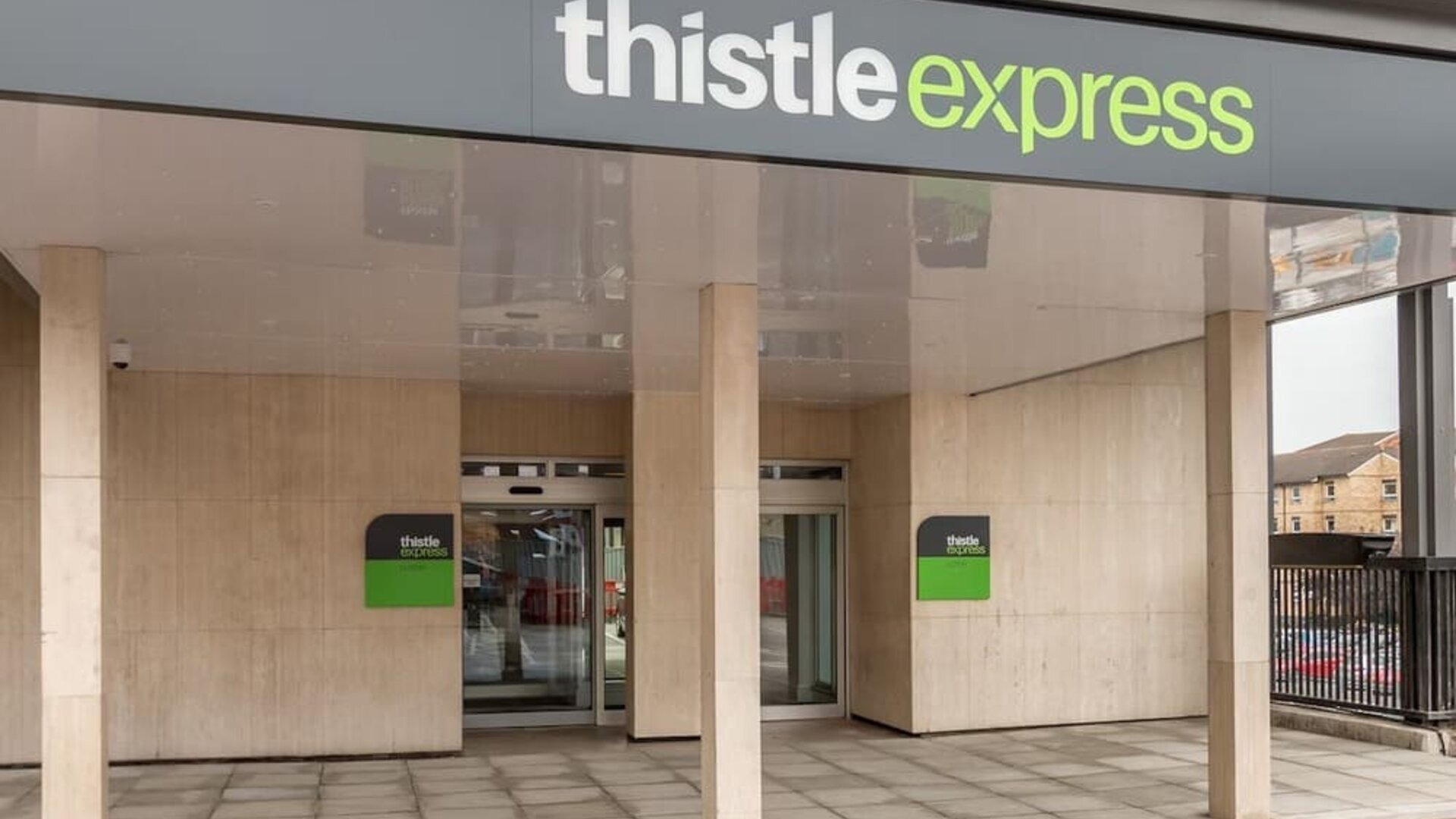 Hotel entrance at Thistle Express London, Luton.