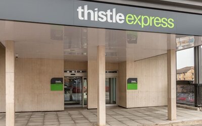 Hotel entrance at Thistle Express London, Luton.