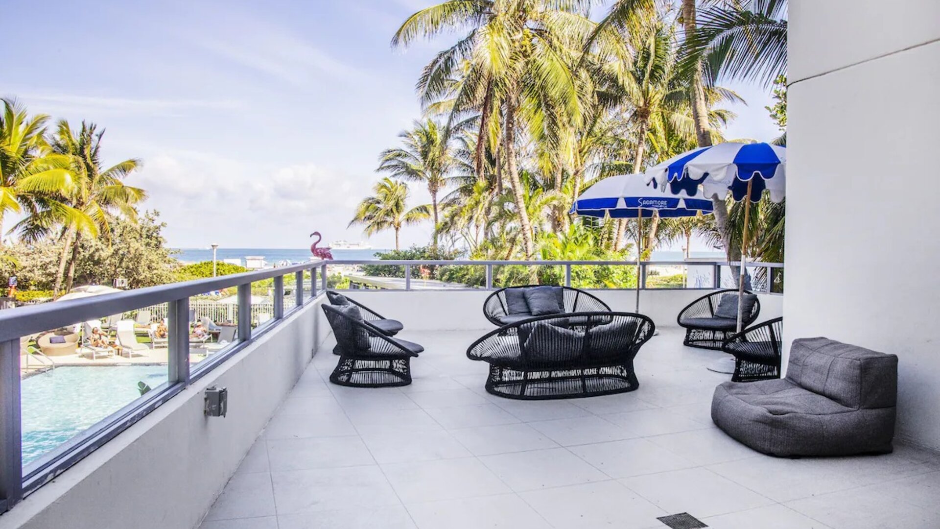 Balcony of day use room at The Sagamore Hotel South Beach.