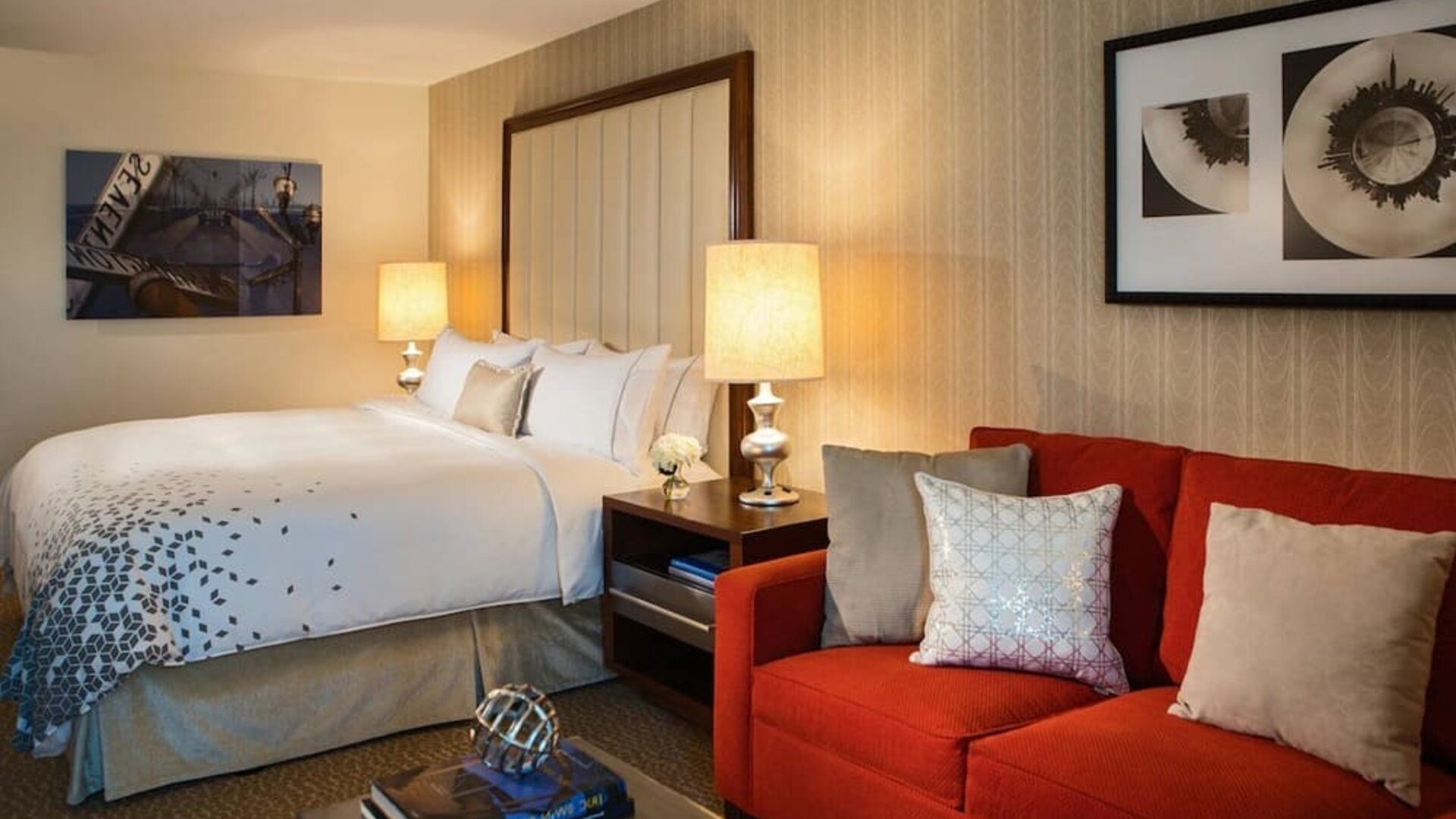 Day use room with sofa at Renaissance Newark Airport Hotel.