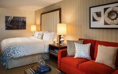 Day use room with sofa at Renaissance Newark Airport Hotel.