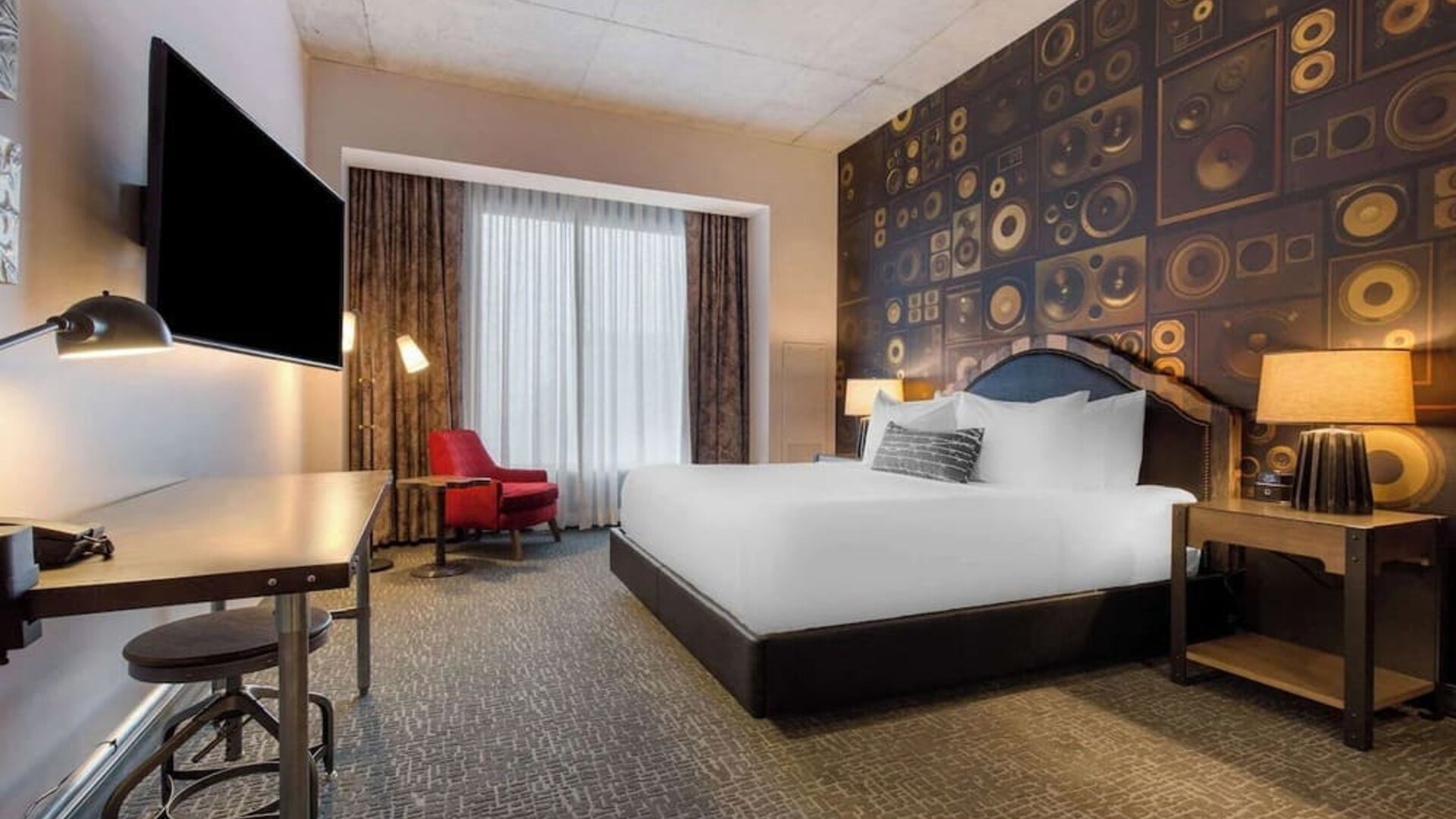 Day use room with work desk at Cambria Hotel Nashville Downtown.