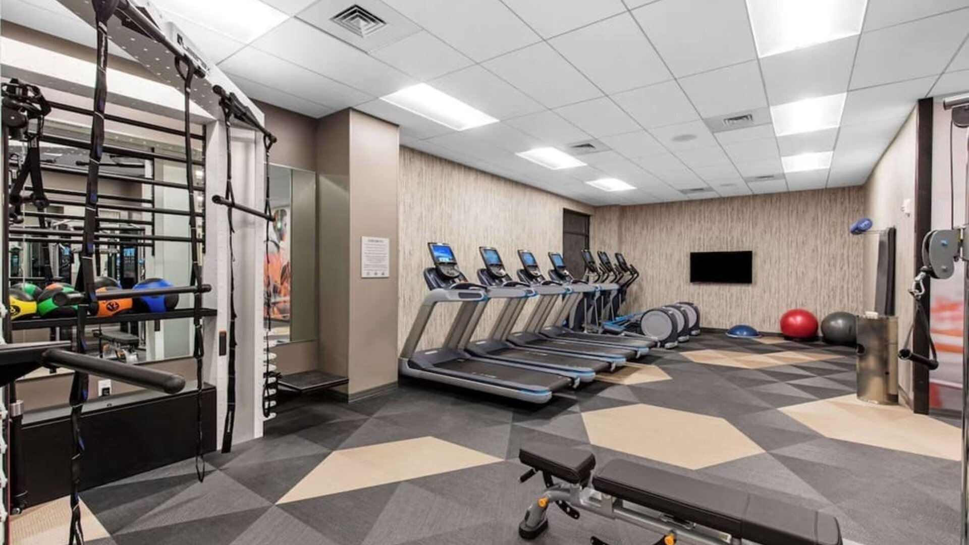 Fitness center at Cambria Hotel Nashville Downtown.