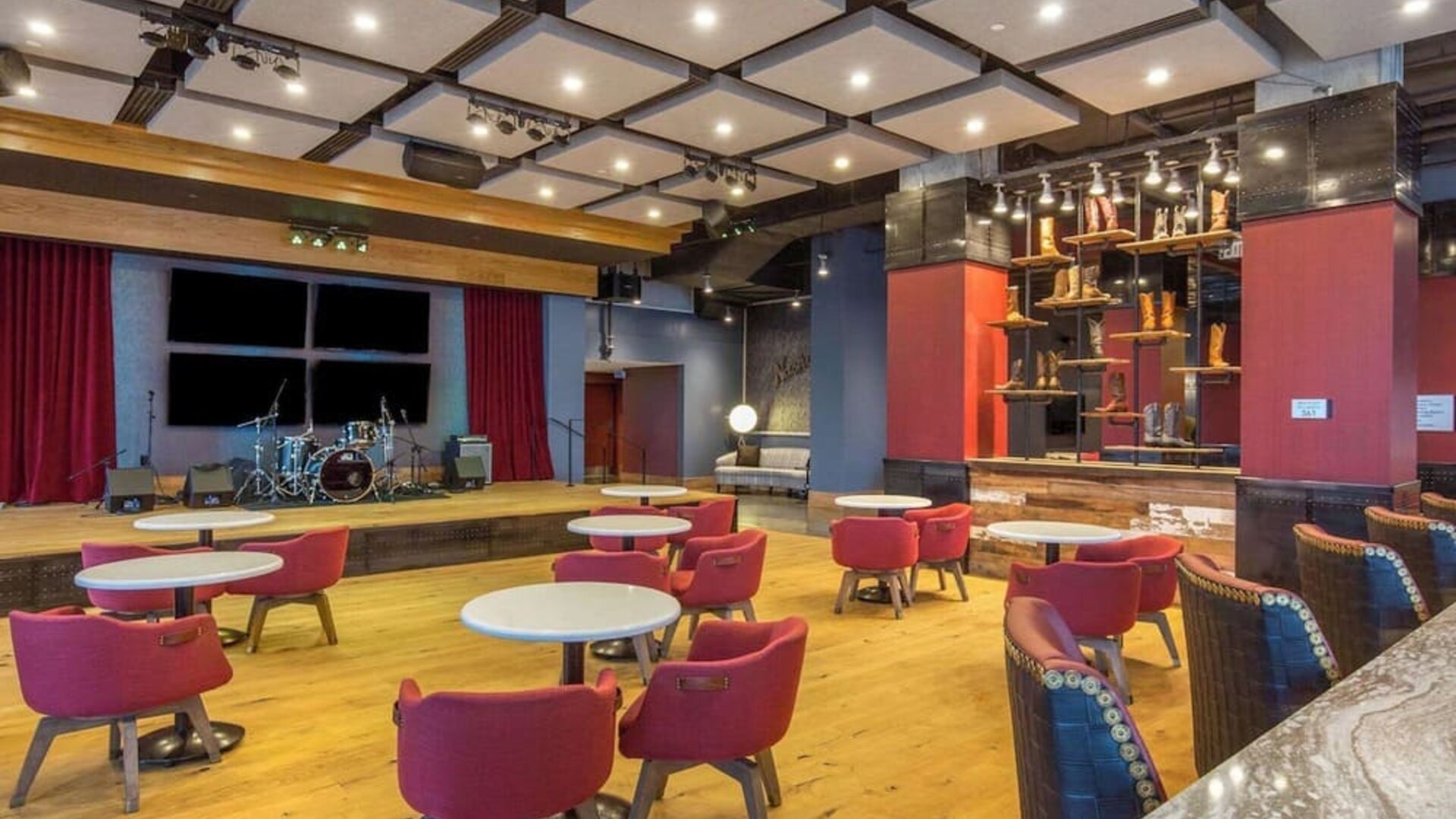 Dining area inside music room at Cambria Hotel Nashville Downtown.