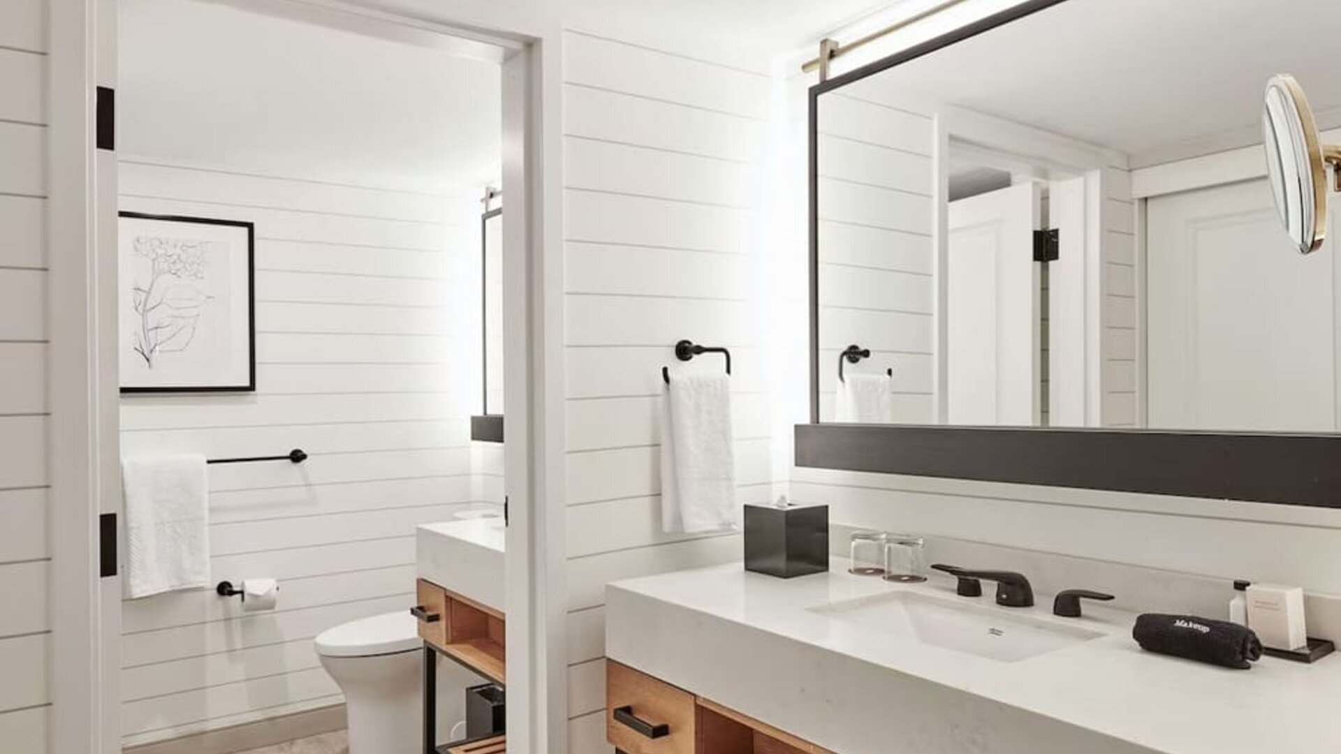Guest bathroom with shower at The Inn At Saratoga, Tapestry Collection By Hilton.