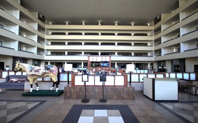 Lobby area at Atrium Hotel & Suites.
