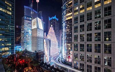 City lights at The Knickerbocker Hotel.