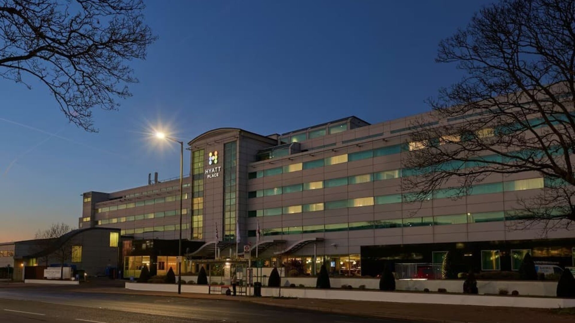 Hotel exterior at Hyatt Place London Heathrow Airport.