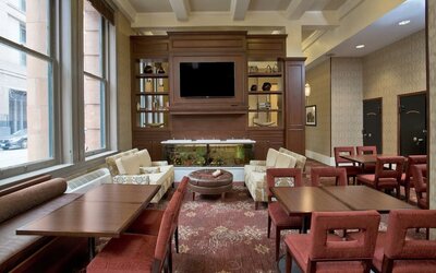 Dining area perfect for coworking at Staybridge Suites Baltimore - Inner Harbor.