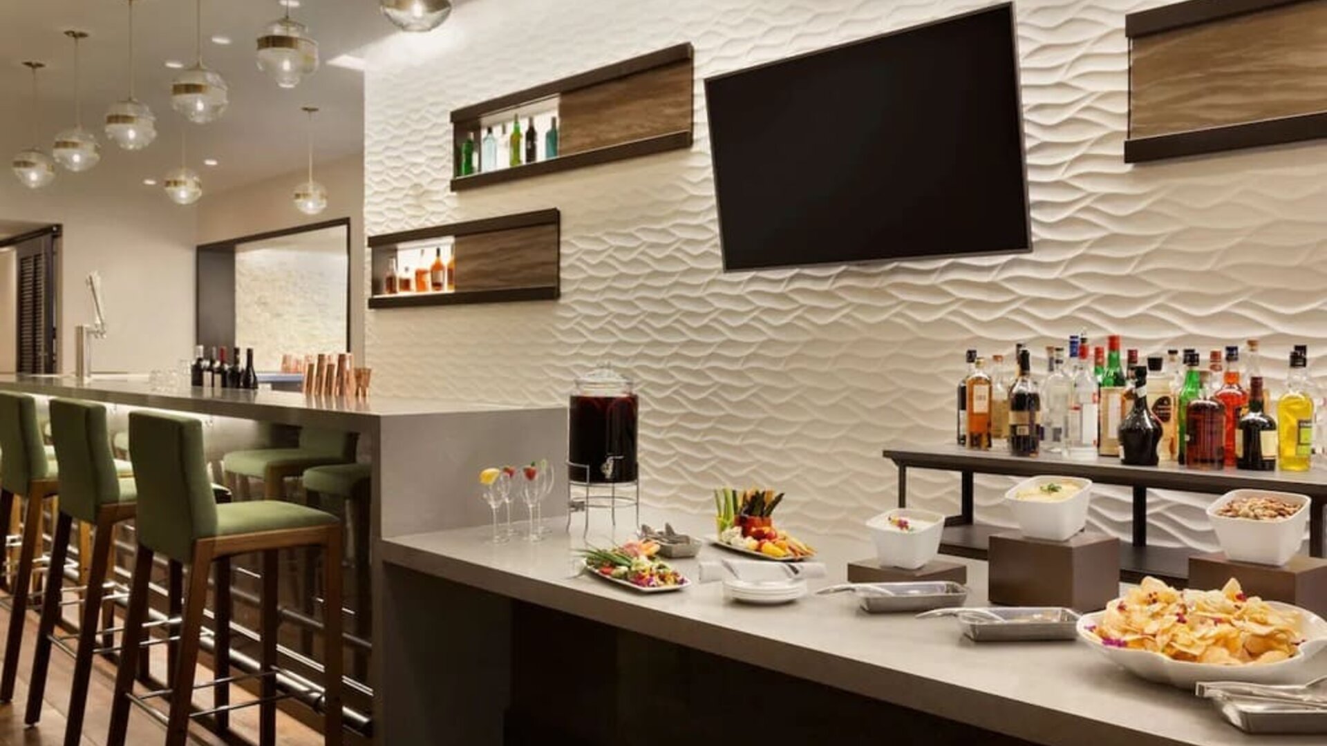 Hotel bar at Embassy Suites Boulder.
