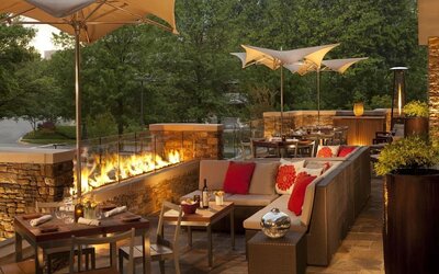 Terrace with fire pit at Hilton McLean Tysons Corner.