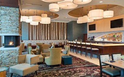 Hotel bar perfect for coworking at Embassy Suites By Hilton Denver Downtown Convention Center.