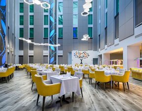 Dining area at Atrium Hotel Heathrow. 