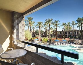 Balcony inside day use room at DoubleTree By Hilton Scottsdale.
