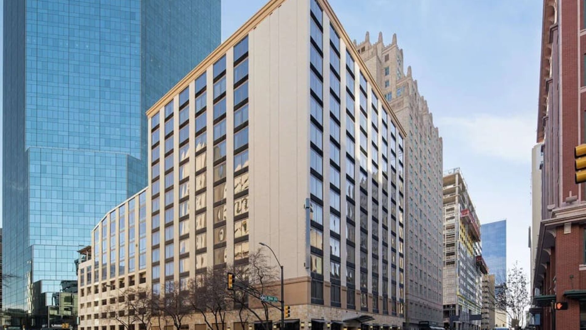 Hotel exterior at Embassy Suites By Hilton Fort Worth Downtown.
