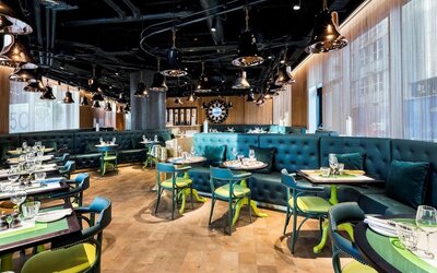 Dining area with comfortable seating at nhow London.