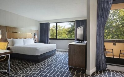 Day use room with work desk and balcony at Hyatt Regency Princeton.