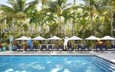 Outdoor pool with loungers at Parrot Key Hotel & Villas.