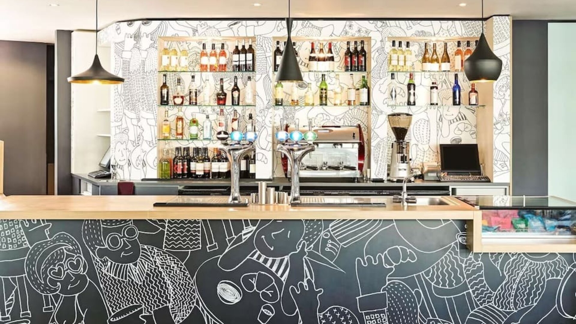 On-site bar at Hotel IBIS Birmingham Airport.