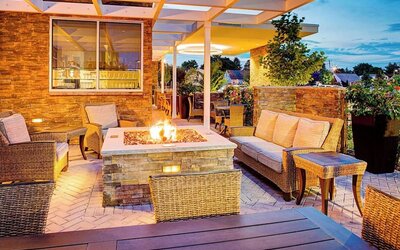 Firepit perfect for coworking at Springhill Suites Carle Place.