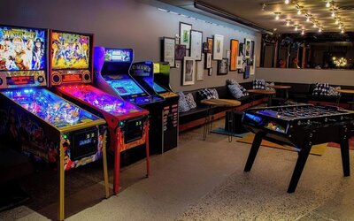 Arcade room at Moxy Phoenix Tempe/ASU Area.