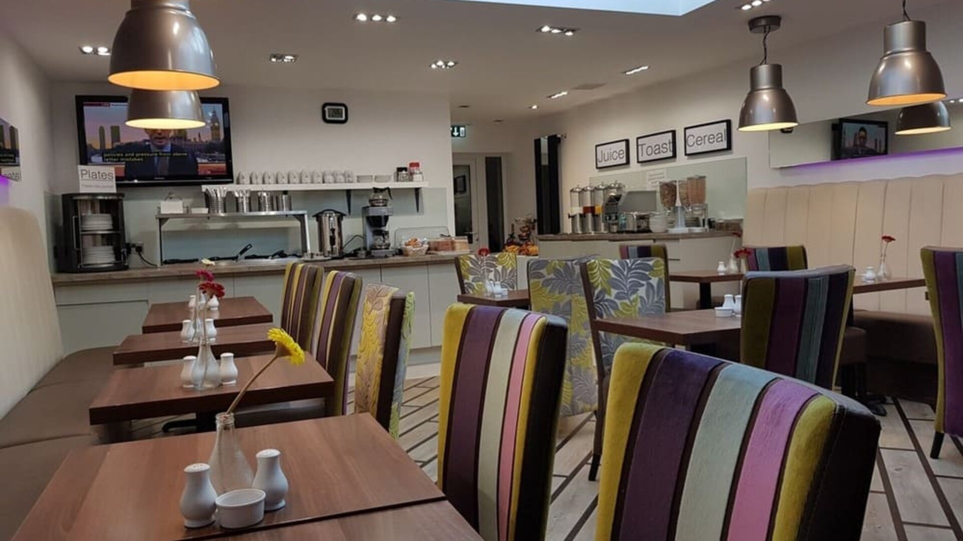 Dining area at Gatwick Belmont Hotel.