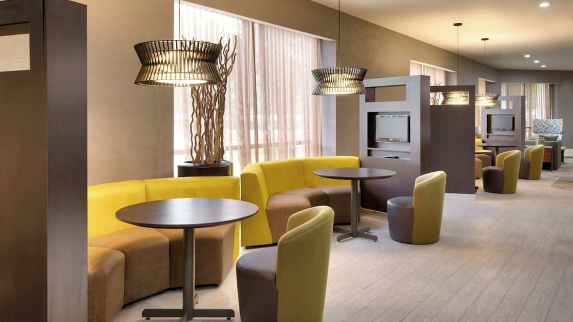 Media pods perfect for coworking at Courtyard By Marriott Charlotte Airport/Billy Graham Parkway.