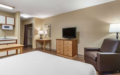 Romantic king room at Extended Stay America.