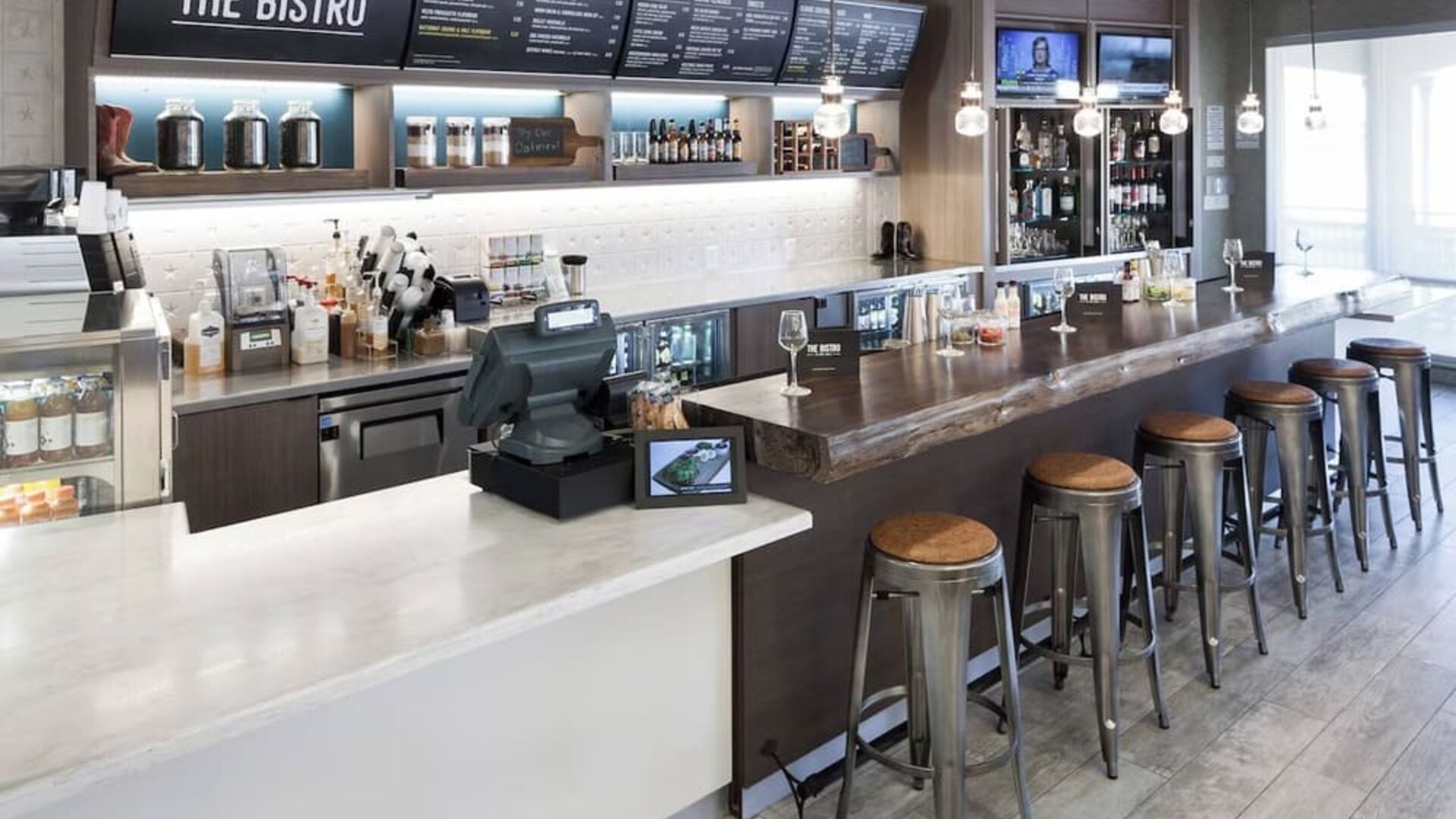 Hotel bar at Courtyard By Marriott Fort Worth Historic Stockyards.