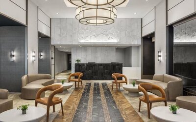 Lounge and coworking space at The Muse New York.