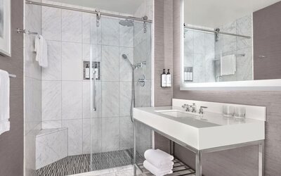Guest bathroom at The Muse New York.