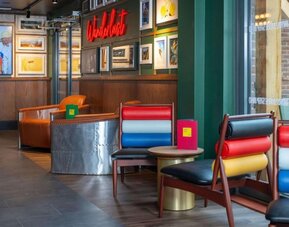 Lobby lounge at Ibis London Gatwick Airport Hotel.