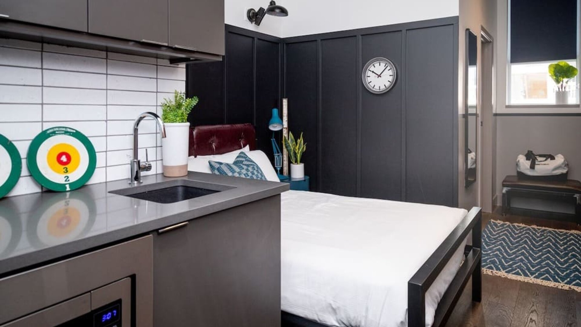 Day use room with in-room kitchen at The Chicago Hotel Collection River North.