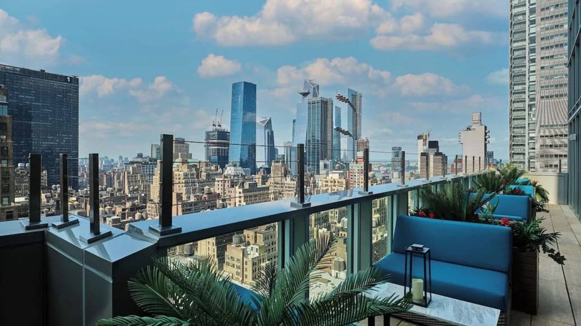 Hotel terrace and rooftop views at Margaritaville Resort Times Square.