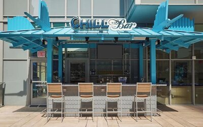 Outdoor bar at Margaritaville Resort Times Square.