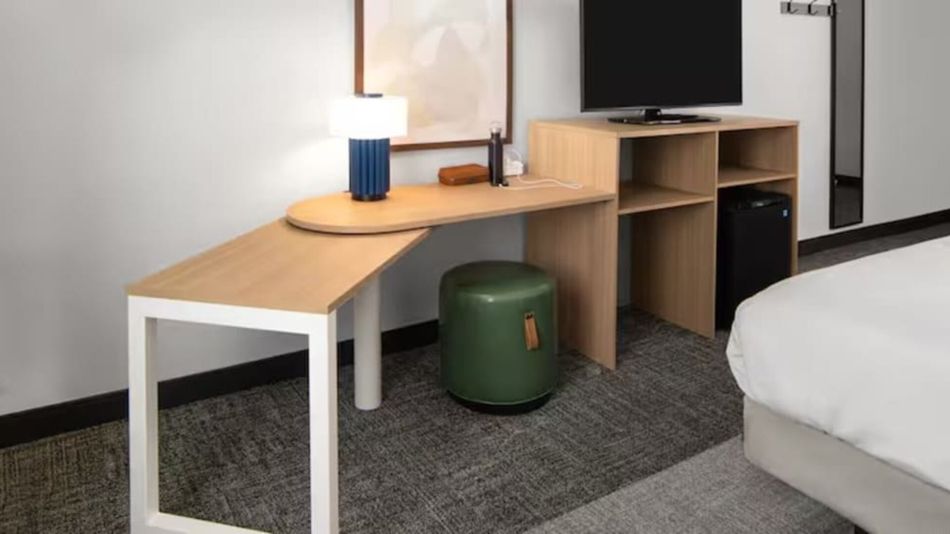 Hotel room with work space at Spark By Hilton Houston Hobby Airport.