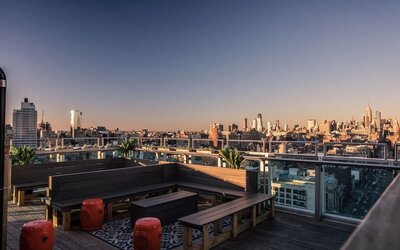 Rooftop terrace at Wyndham Garden Chinatown NYC.