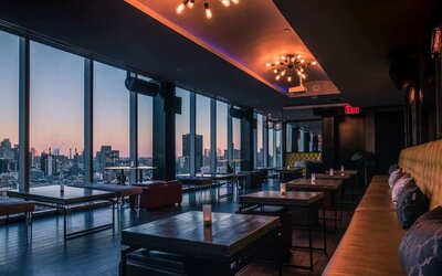 Bar with city view at Wyndham Garden Chinatown NYC.